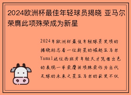 2024欧洲杯最佳年轻球员揭晓 亚马尔荣膺此项殊荣成为新星